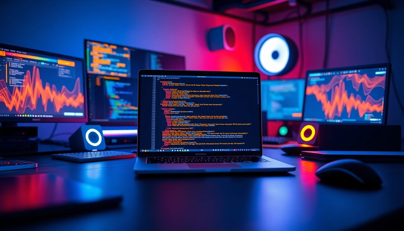 Angular developer working on a code project with a sleek laptop, highlighting Angular framework