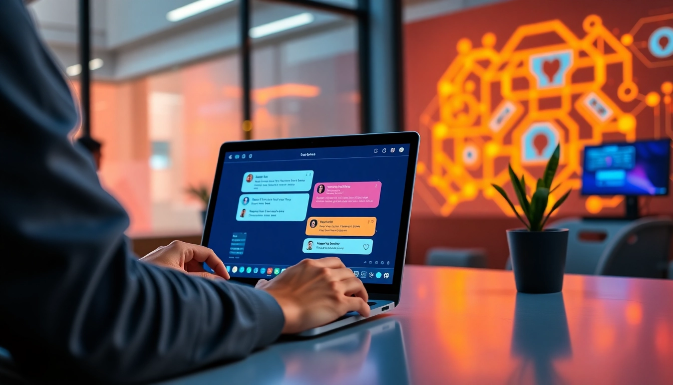Professional user interacting with a modern chat platform to enhance communication and